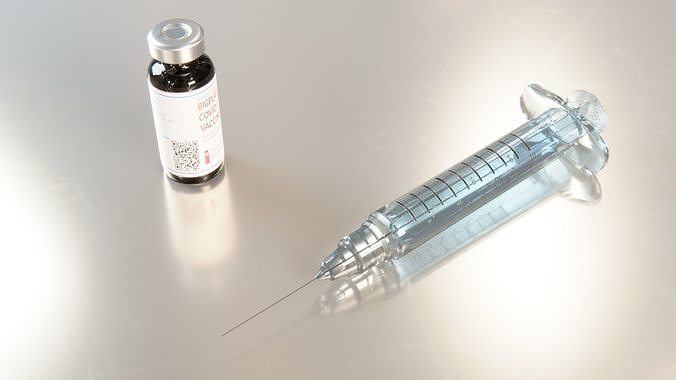 Vaccine vial and syringe Low-poly 3D model