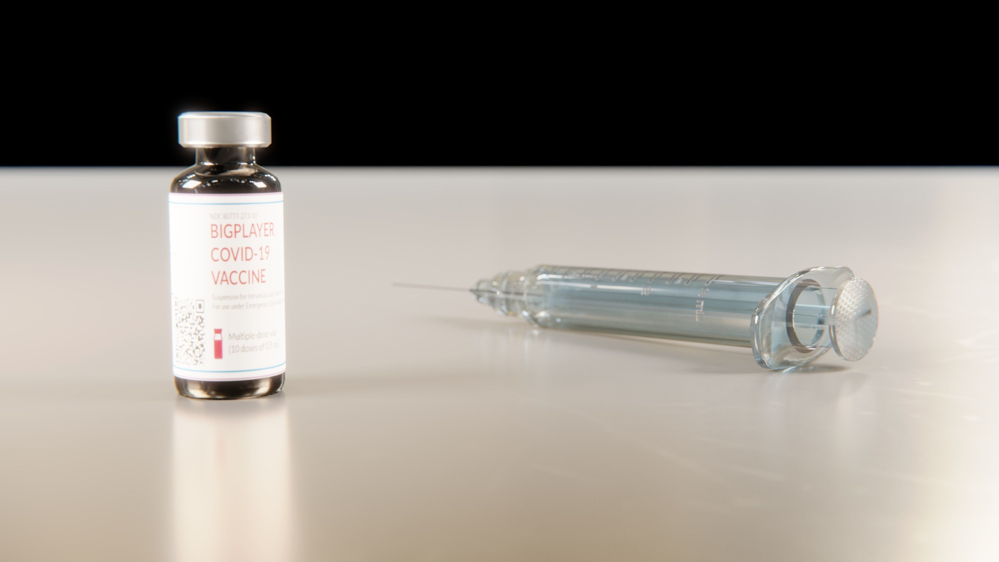 Vaccine vial and syringe Low-poly 3D model_1