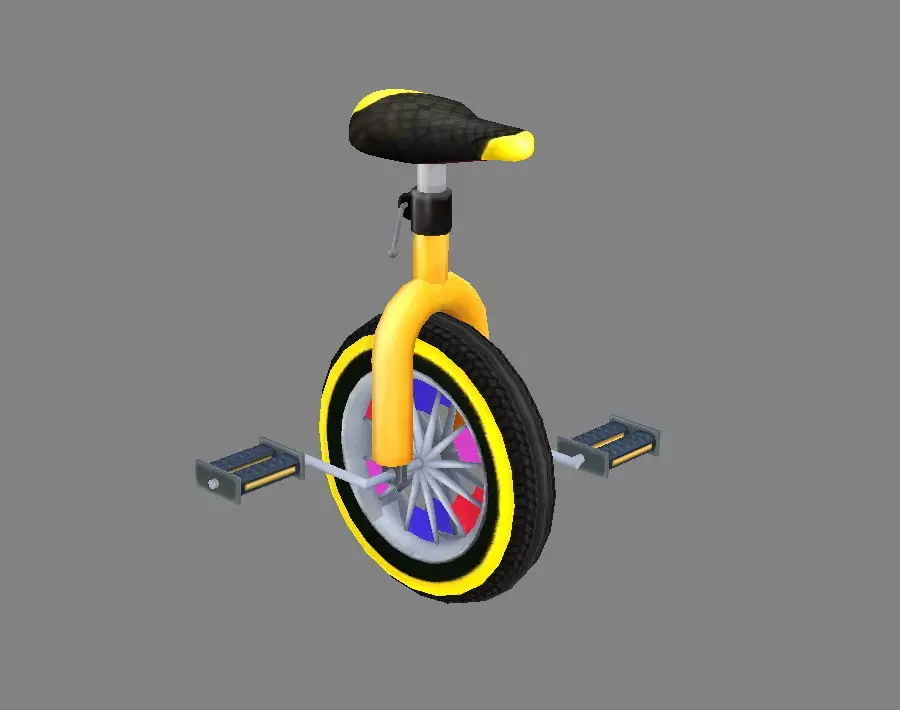 Cartoon unicycle Low-poly 3D model_0