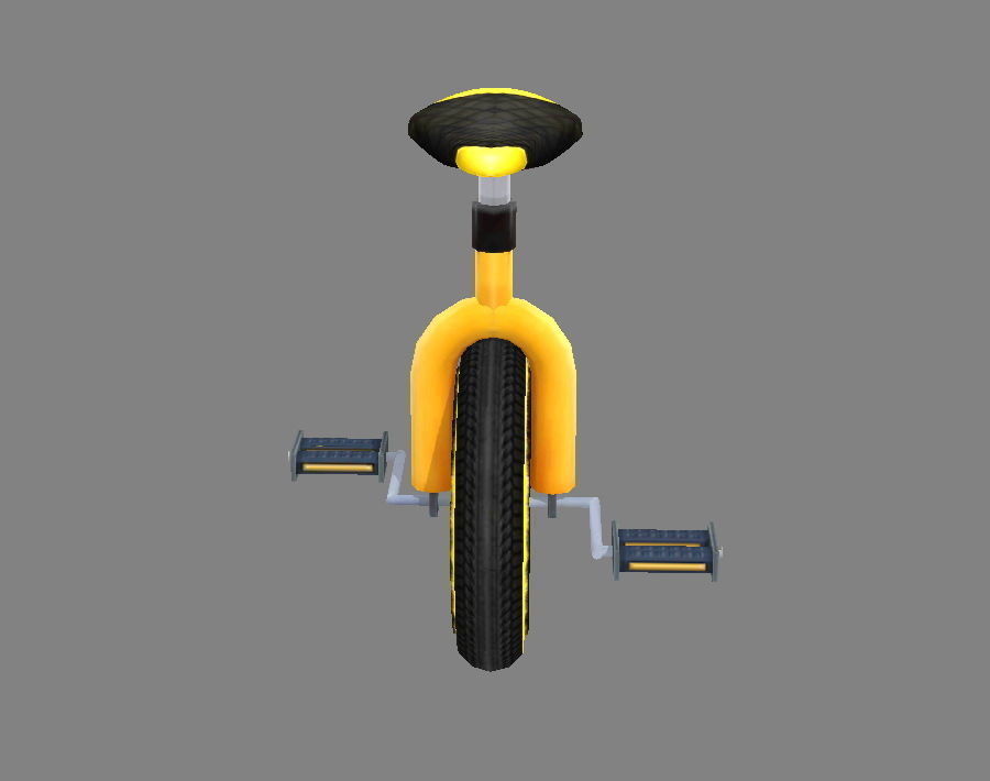 Cartoon unicycle Low-poly 3D model_1