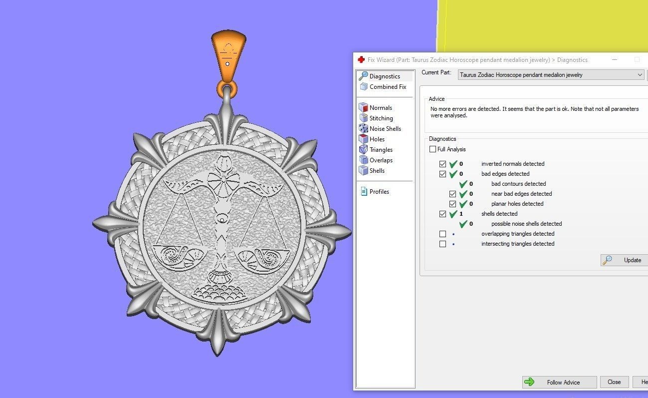 Libra Zodiac Horoscope pendant medalion jewelry 3D print model_2