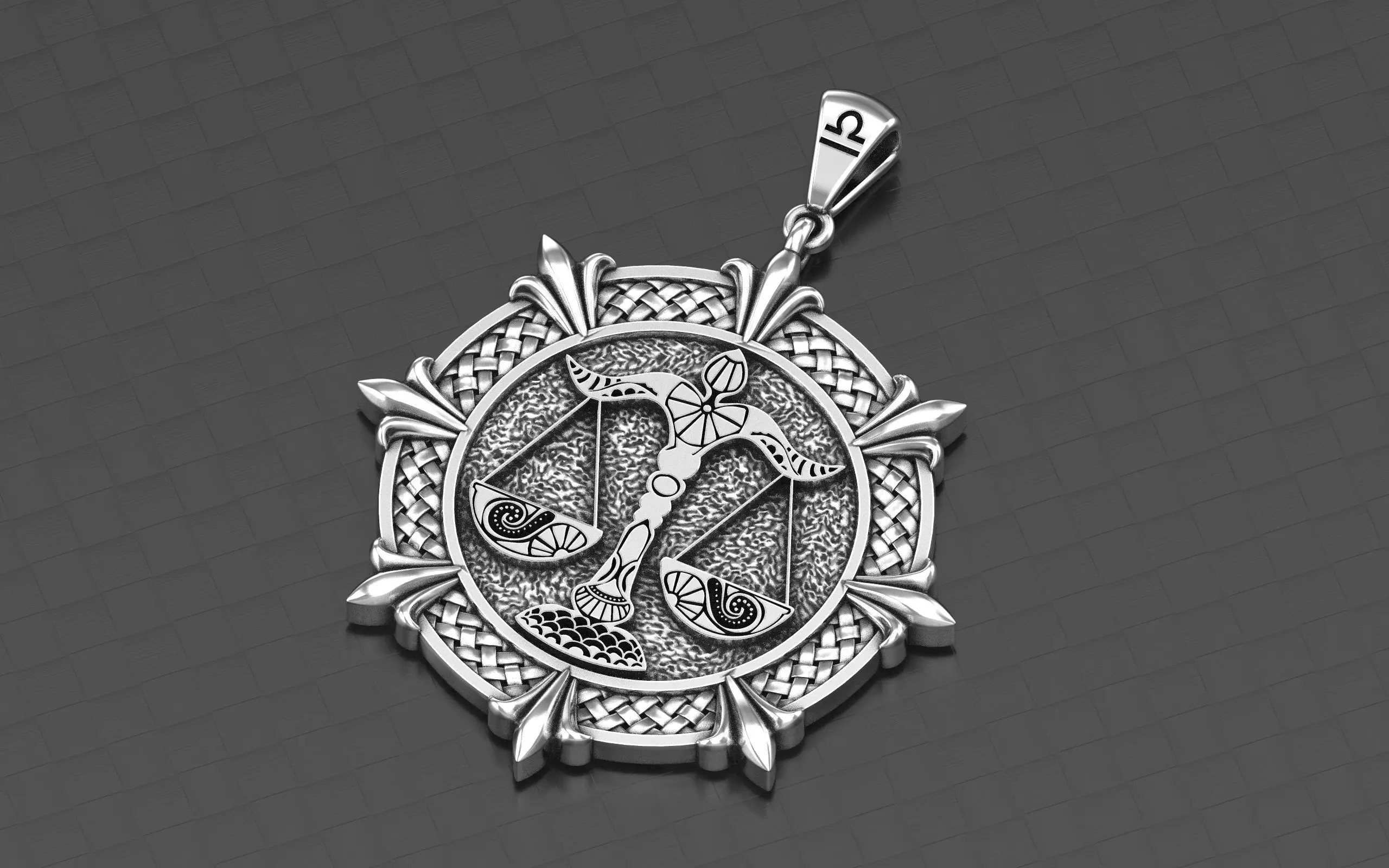 Libra Zodiac Horoscope pendant medalion jewelry 3D print model_0