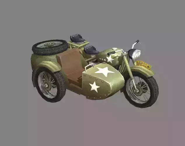 Cartoon tricycle - camouflage Low-poly 3D model