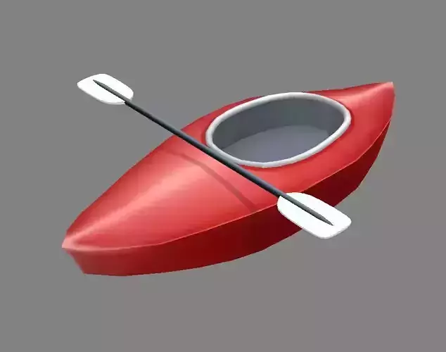 Cartoon kayak - red boat