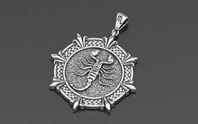 Scorpio Zodiac Horoscope pendant medalion jewelry 3D print model