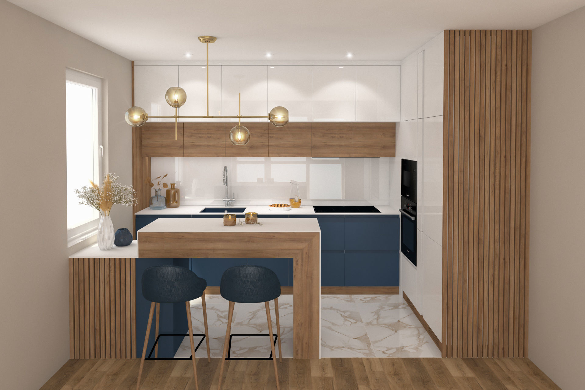 Modern Kitchen Interior Scene VrayforC4D 3D model_1