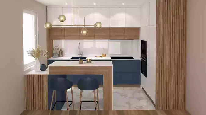 Modern Kitchen Interior Scene VrayforC4D 3D model