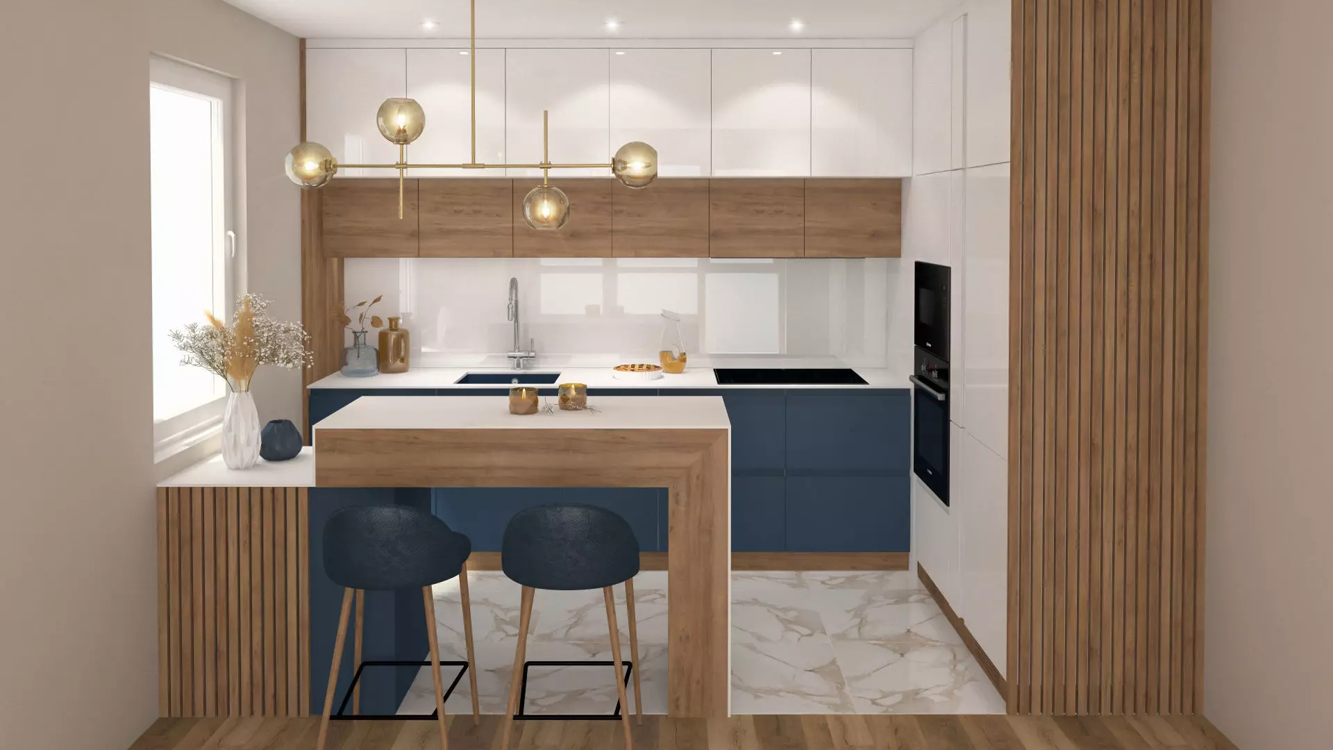 Modern Kitchen Interior Scene VrayforC4D 3D model_0