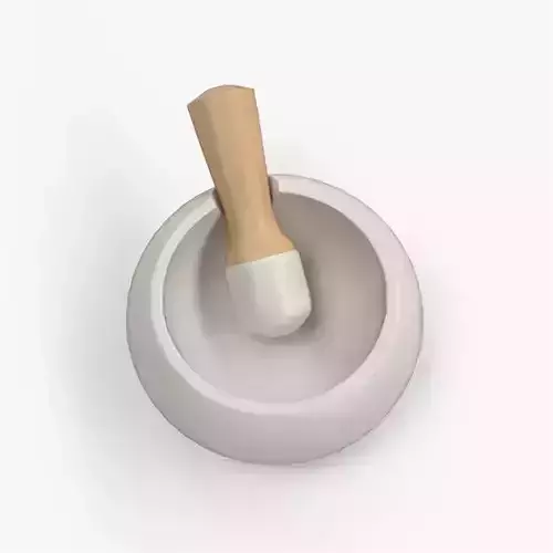 Marble mortar and pestle with cedar handle Low-poly 3D model