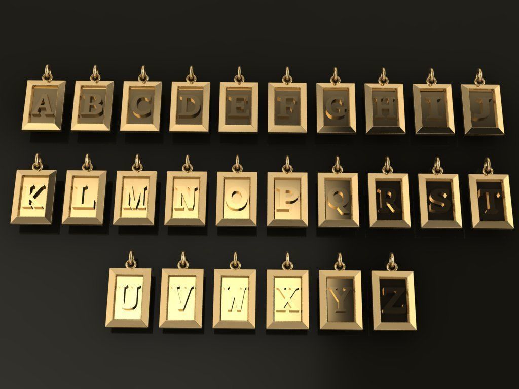 Antique Vintage Style Box Rectangle Letter Frame Pendant STYLE 8 3D print model_1