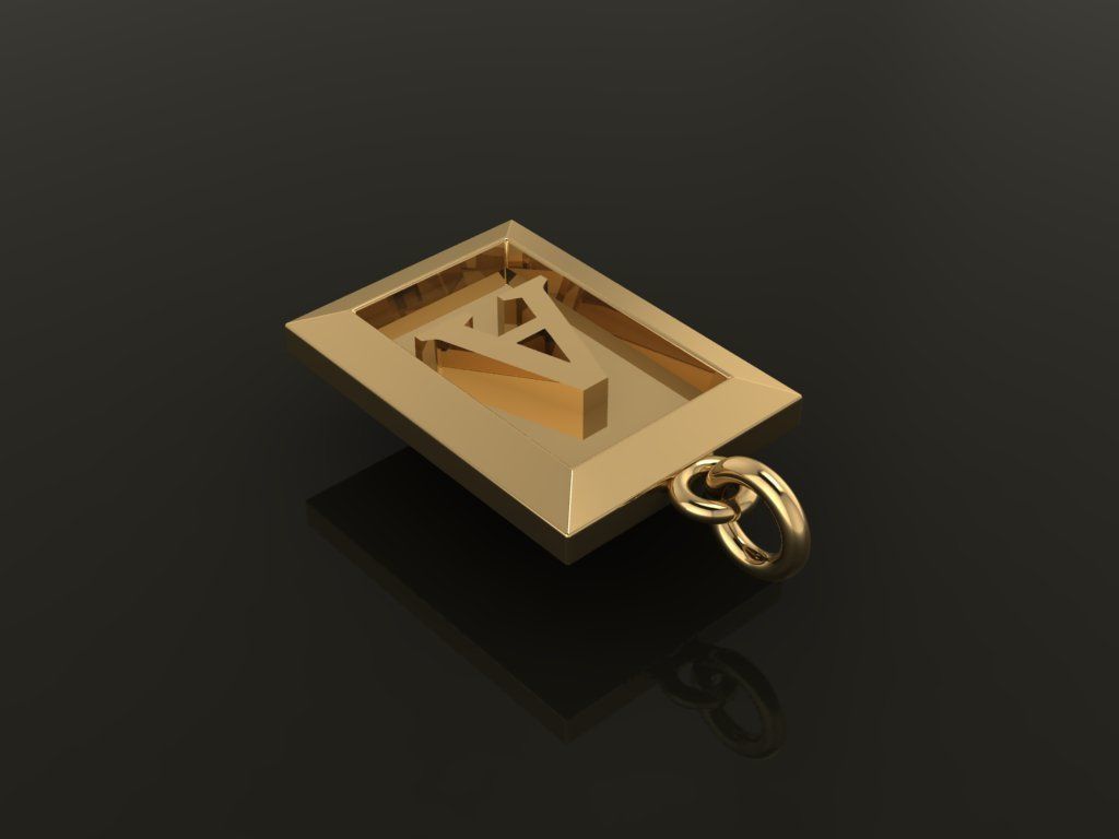 Antique Vintage Style Box Rectangle Letter Frame Pendant STYLE 8 3D print model_7