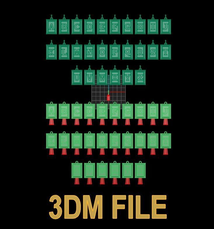 Antique Vintage Style Box Rectangle Letter Frame Pendant STYLE 8 3D print model_11