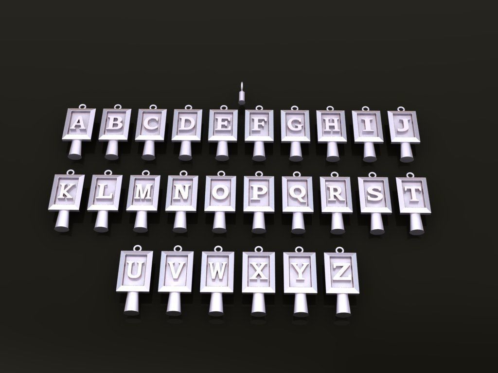 Antique Vintage Style Box Rectangle Letter Frame Pendant STYLE 8 3D print model_2