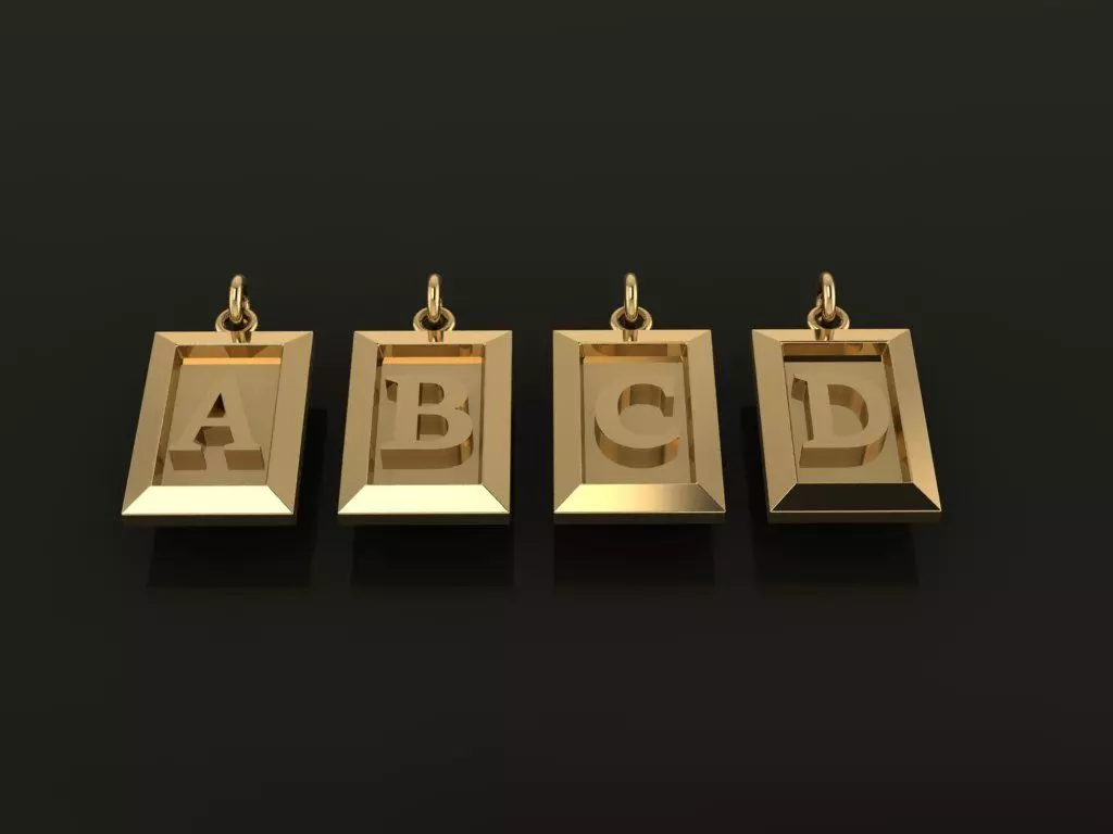 Antique Vintage Style Box Rectangle Letter Frame Pendant STYLE 8 3D print model_0