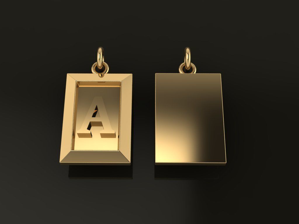 Antique Vintage Style Box Rectangle Letter Frame Pendant STYLE 8 3D print model_3