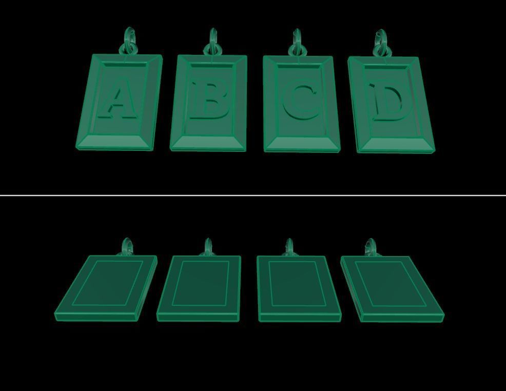 Antique Vintage Style Box Rectangle Letter Frame Pendant STYLE 8 3D print model_15