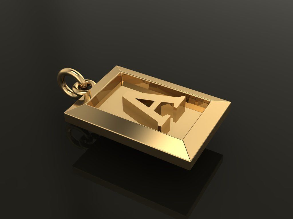 Antique Vintage Style Box Rectangle Letter Frame Pendant STYLE 8 3D print model_6