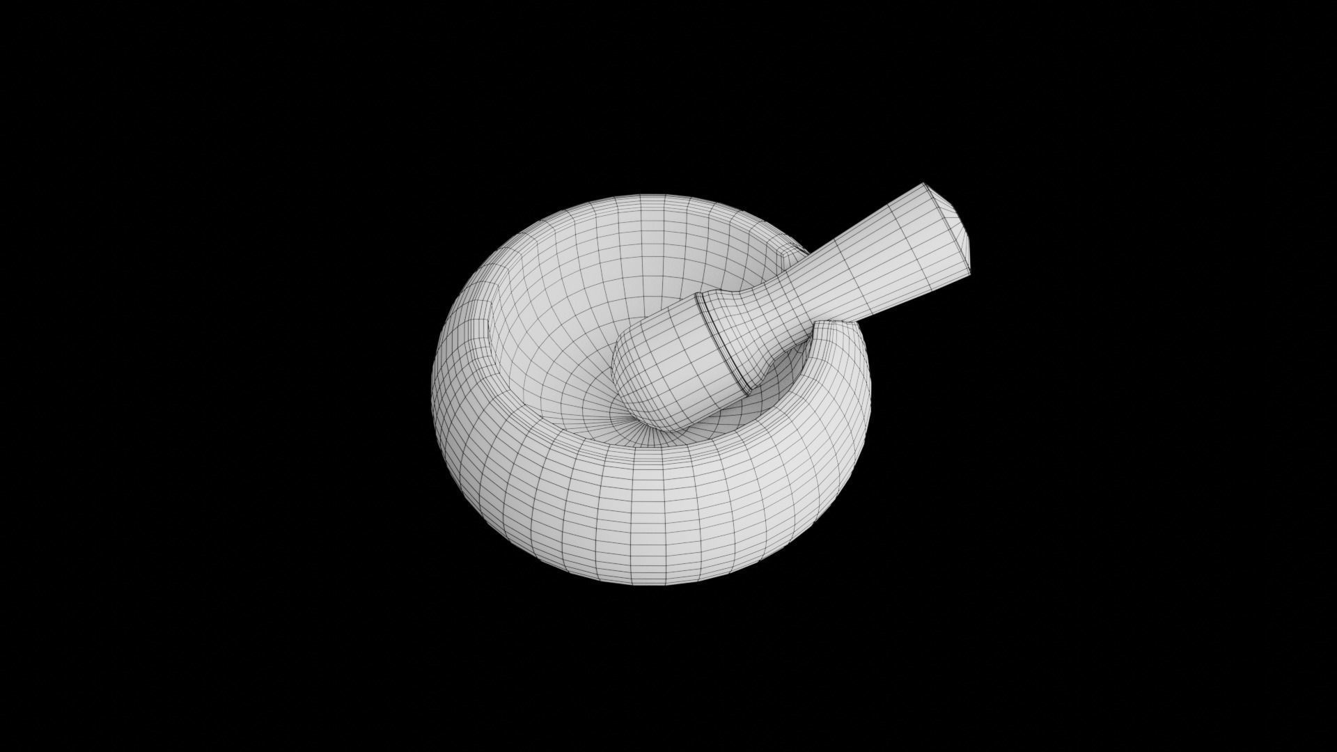 Marble mortar and pestle with walnut handle Low-poly 3D model_7