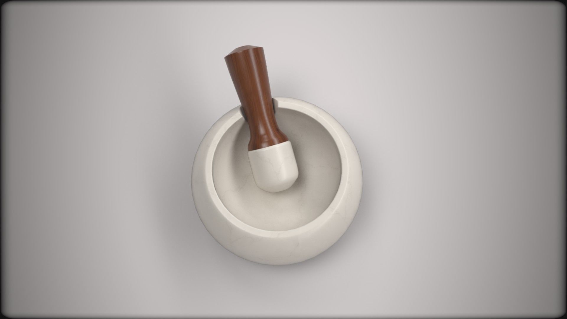 Marble mortar and pestle with walnut handle Low-poly 3D model_5