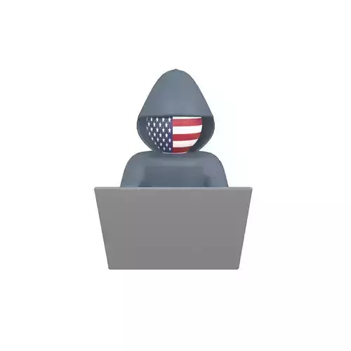 Cartoon Hacker USA v1 001 Low-poly 3D model