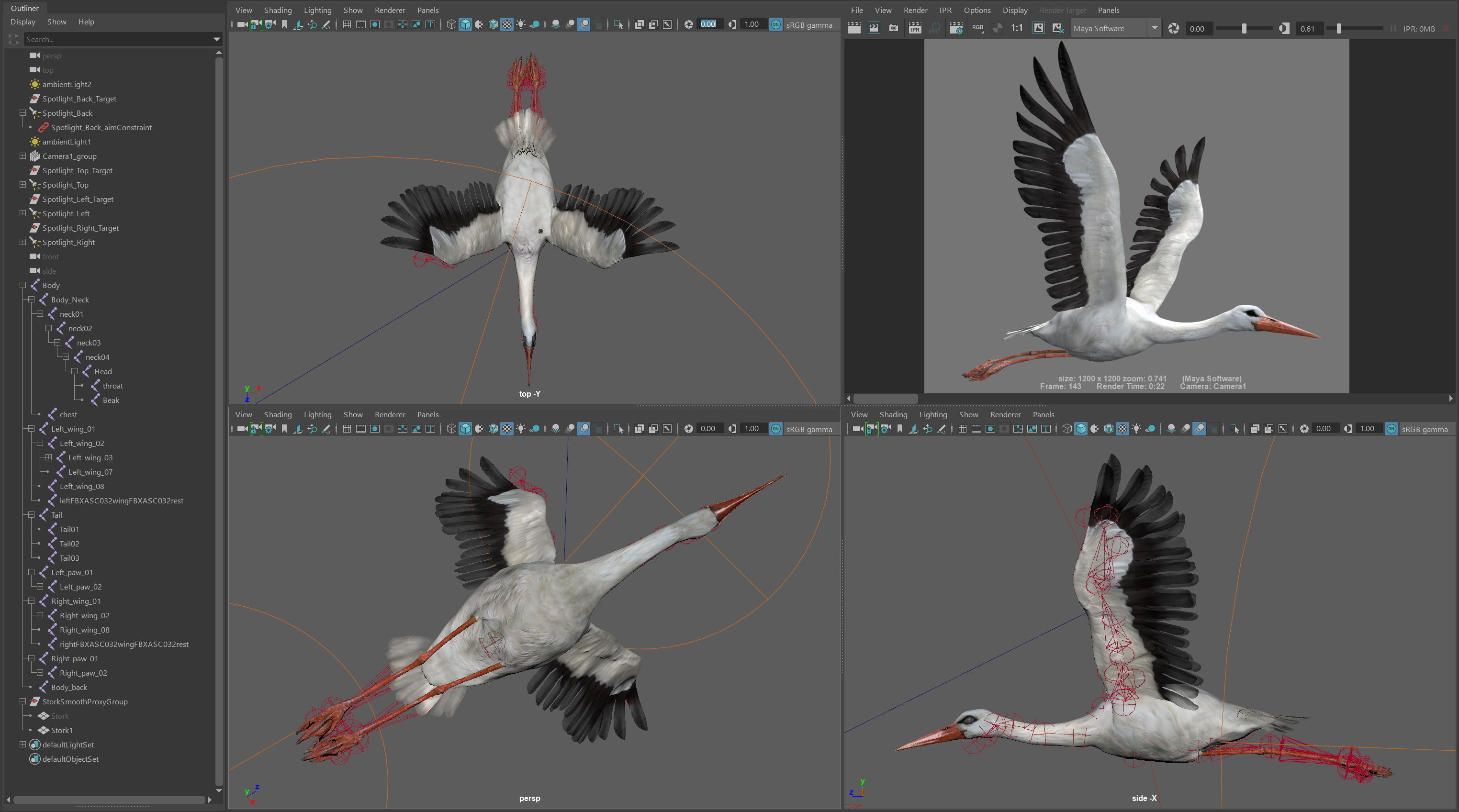 Animated Stork 3D model_17