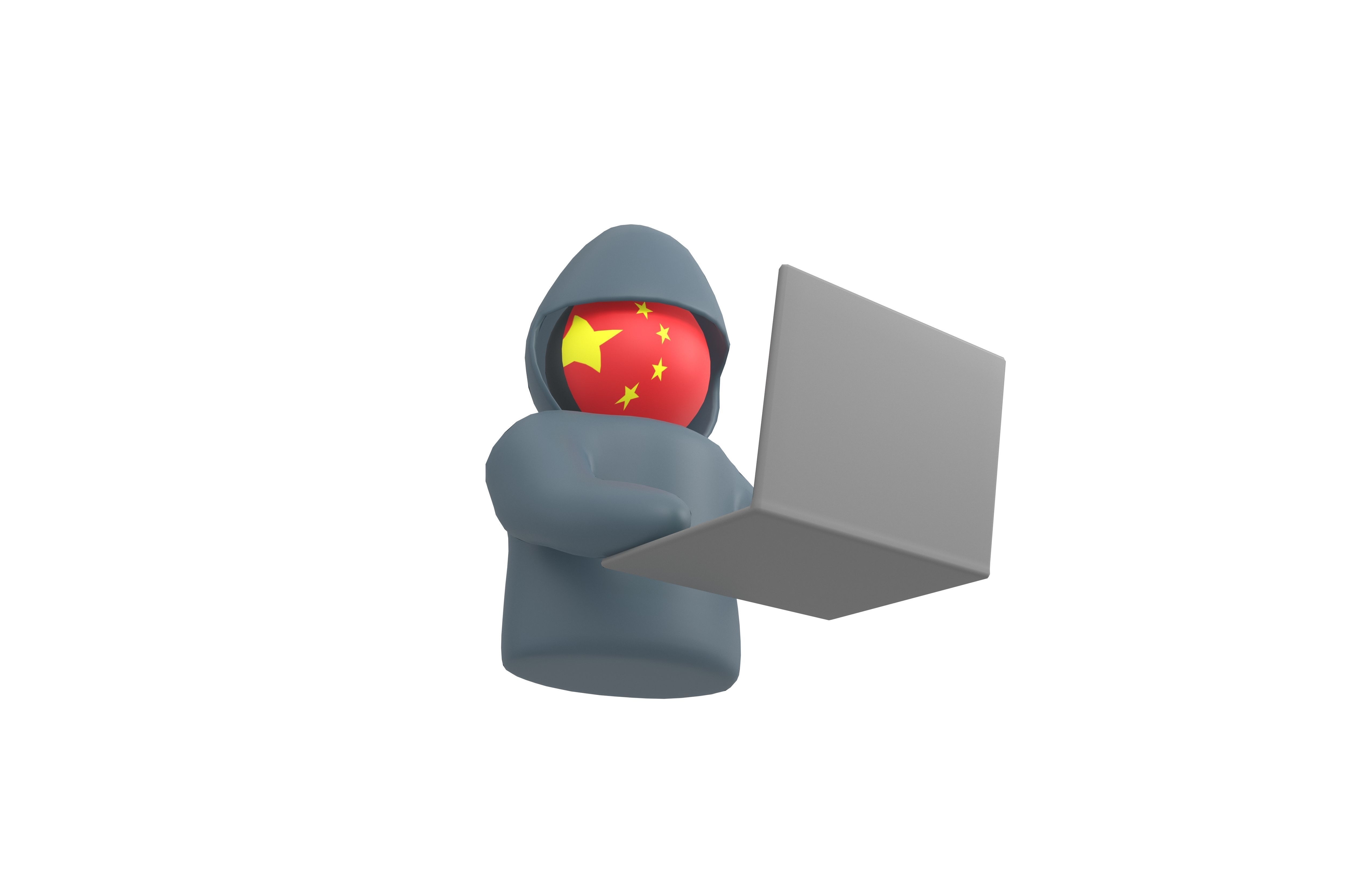 Cartoon Hacker China v1 001 Low-poly 3D model_3