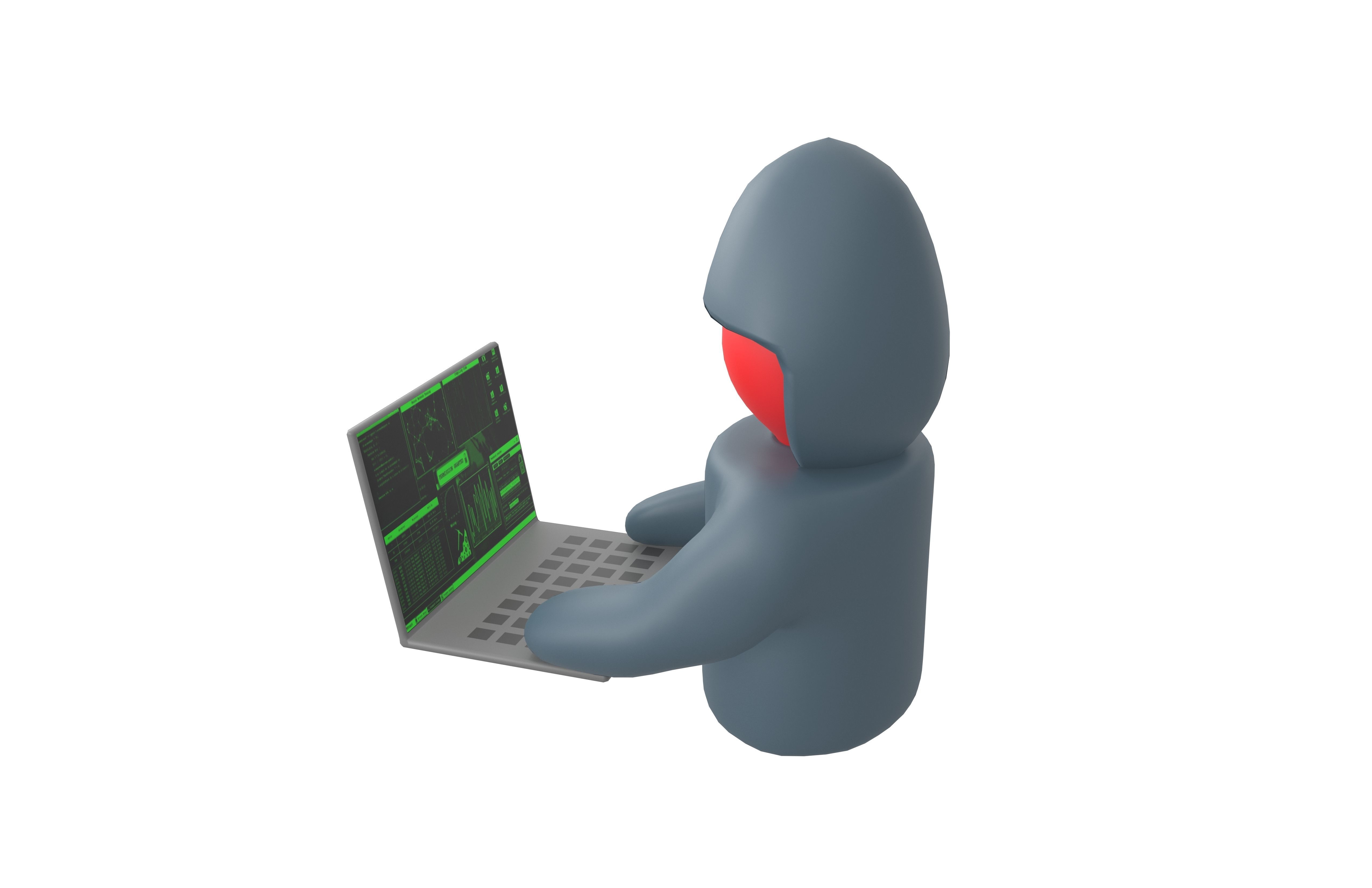 Cartoon Hacker China v1 001 Low-poly 3D model_4