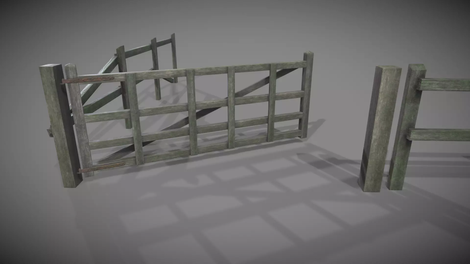 Low poly modular old wooden fence Free low-poly 3D model