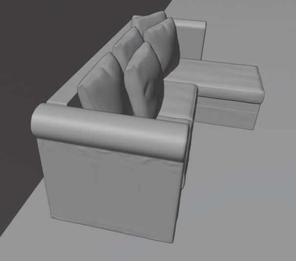 Grey couch 3D model_4
