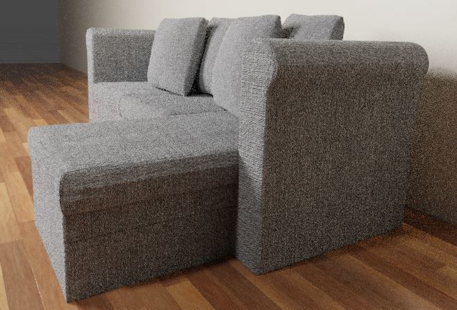 Grey couch 3D model_2
