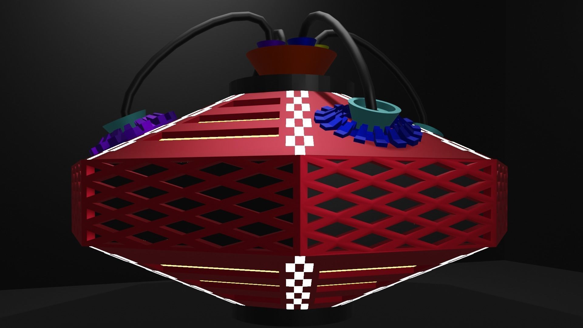 metal robot with wires 3D model_1