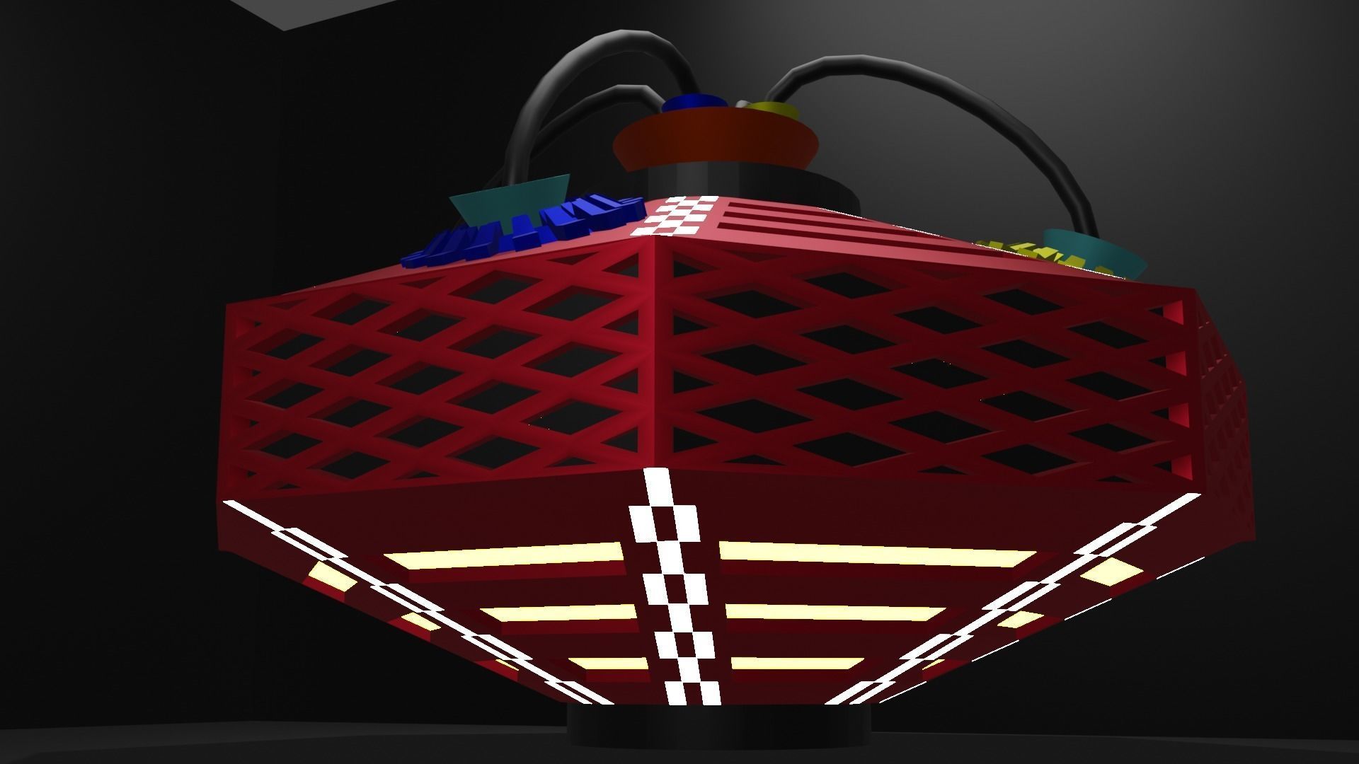 metal robot with wires 3D model_2