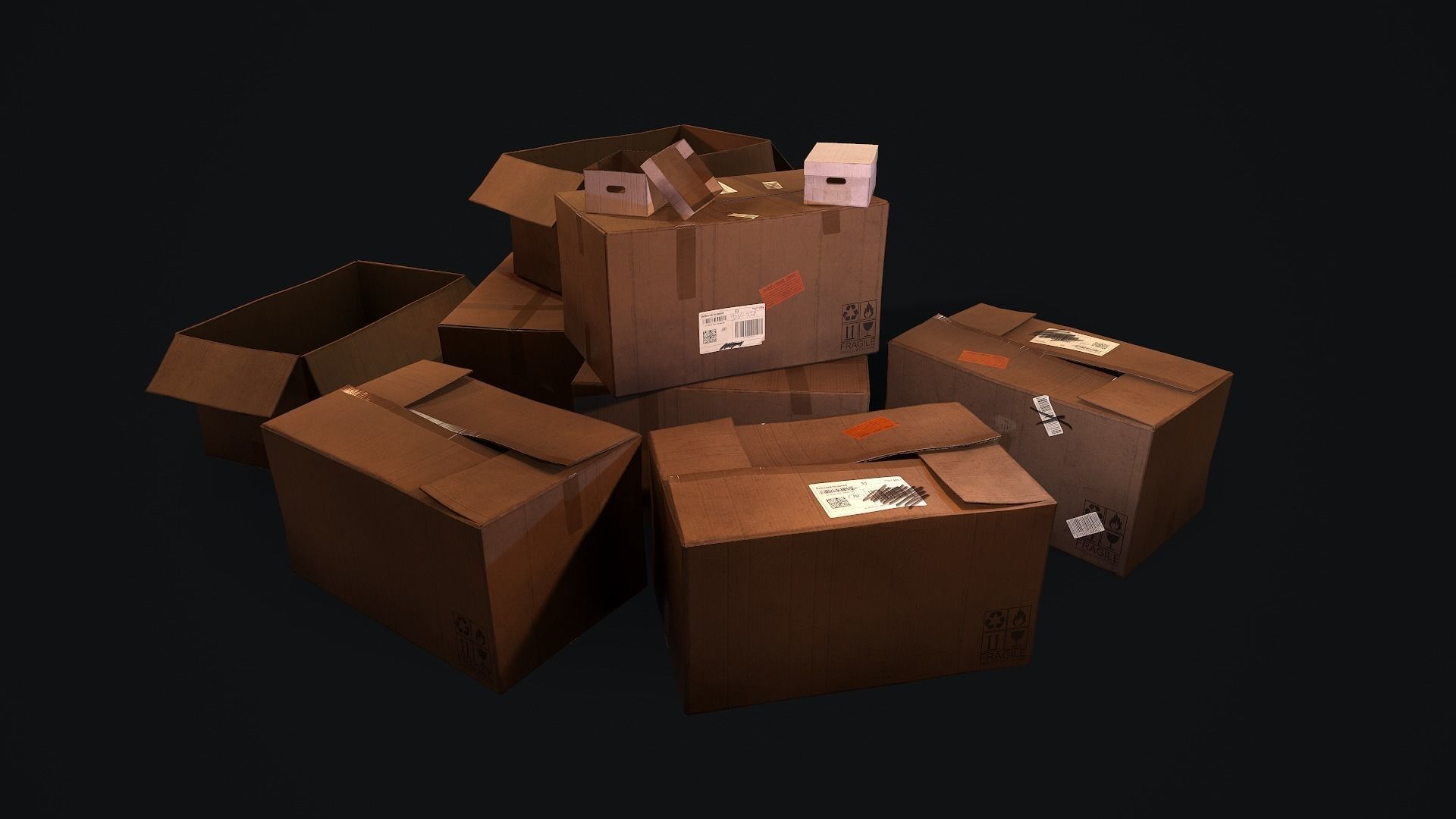 Cardboard Boxes Low-poly 3D model_2