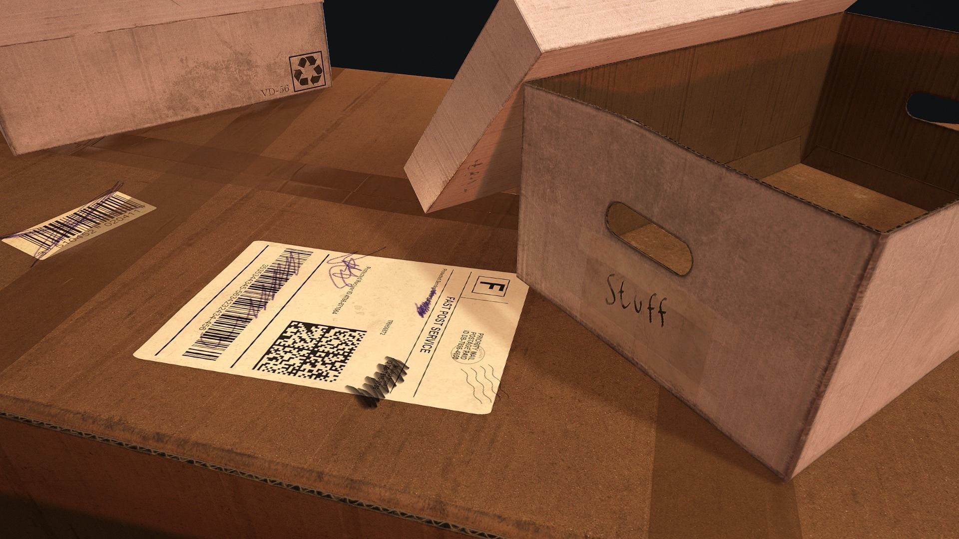 Cardboard Boxes Low-poly 3D model_10