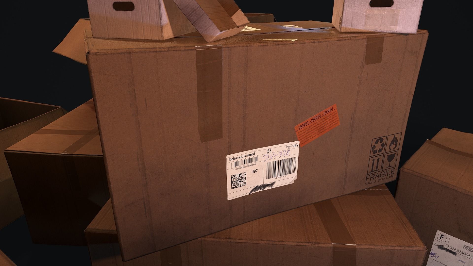 Cardboard Boxes Low-poly 3D model_3