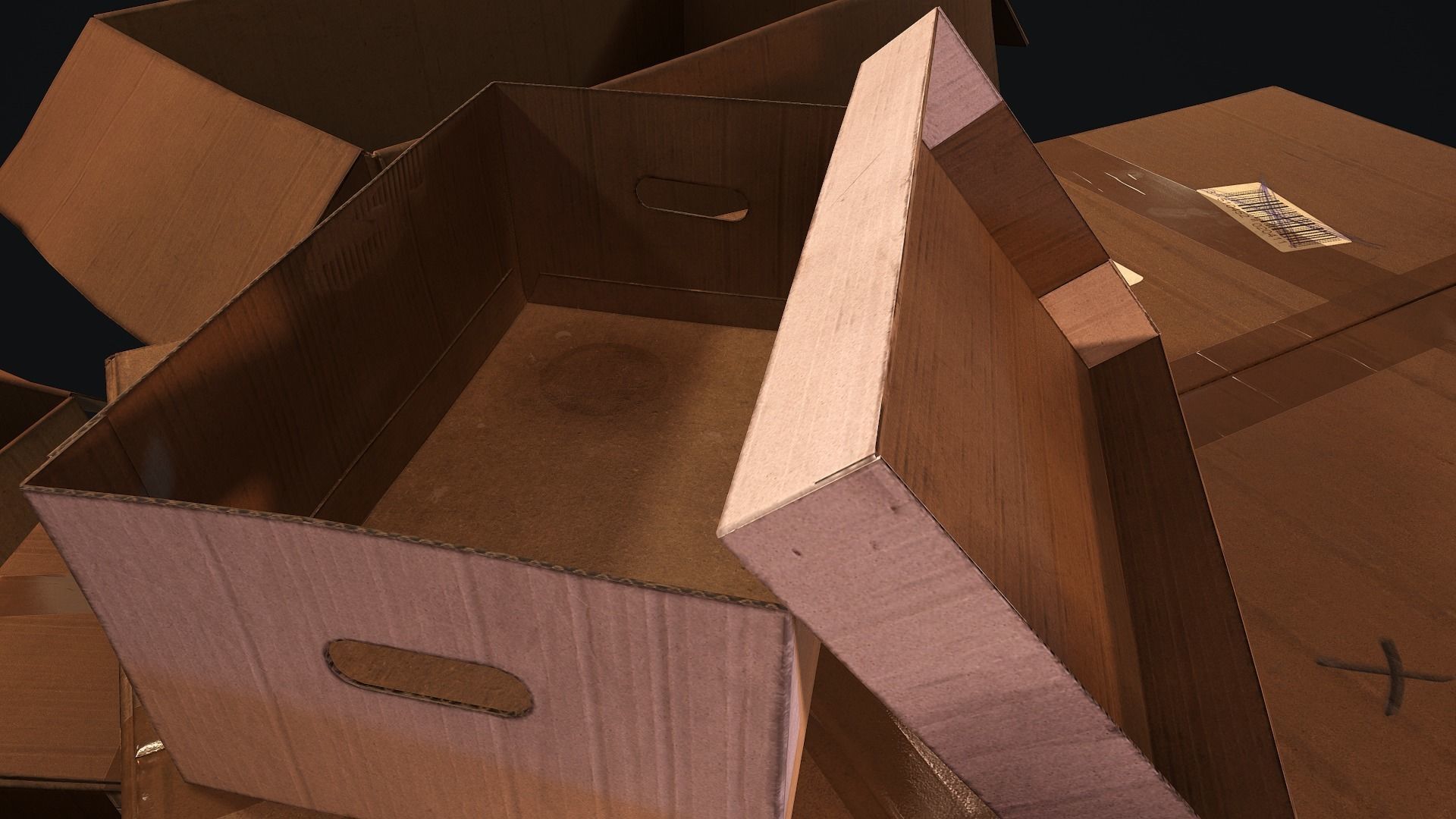 Cardboard Boxes Low-poly 3D model_4