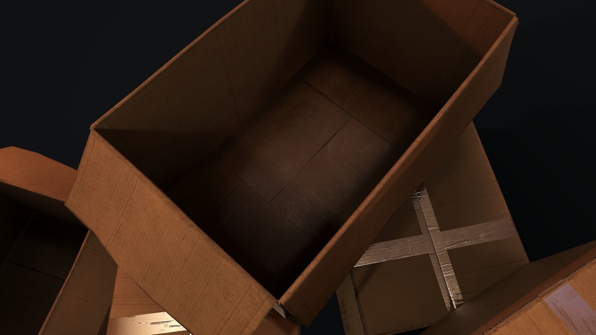 Cardboard Boxes Low-poly 3D model_8