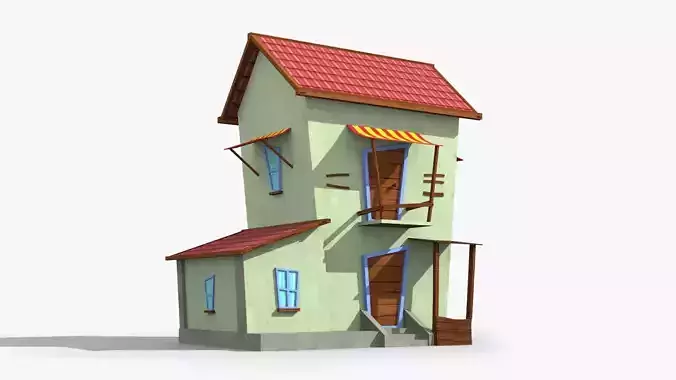 Cartoon House h Low-poly 3D model