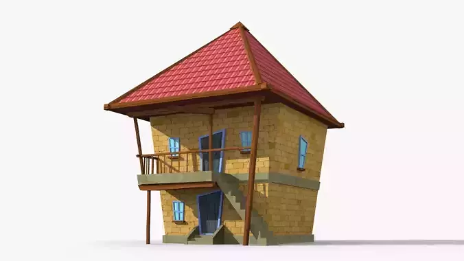 Cartoon House i Low-poly 3D model