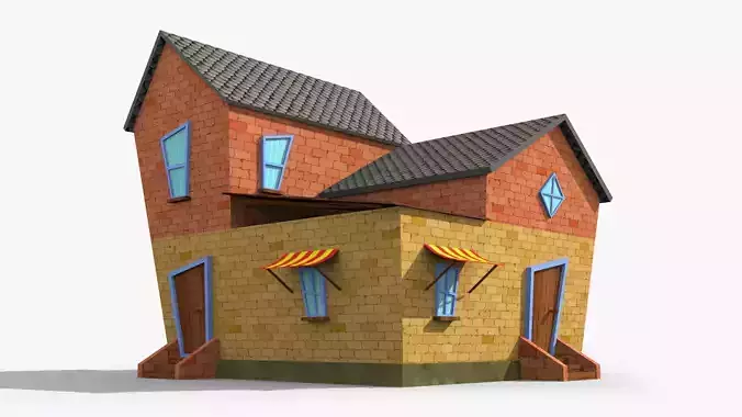 Cartoon House J Low-poly 3D model