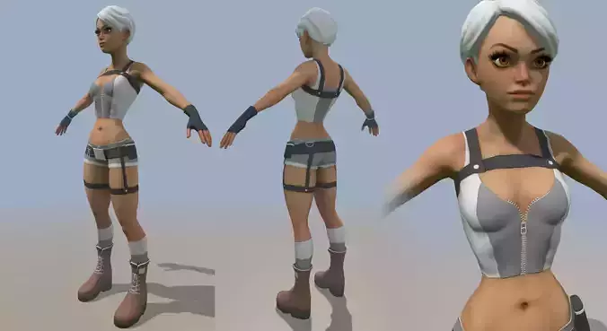 pretty girl Low-poly 3D model