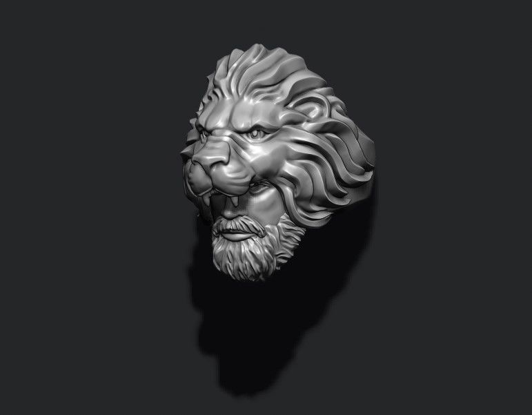 Man Lion ring 3D print model_6