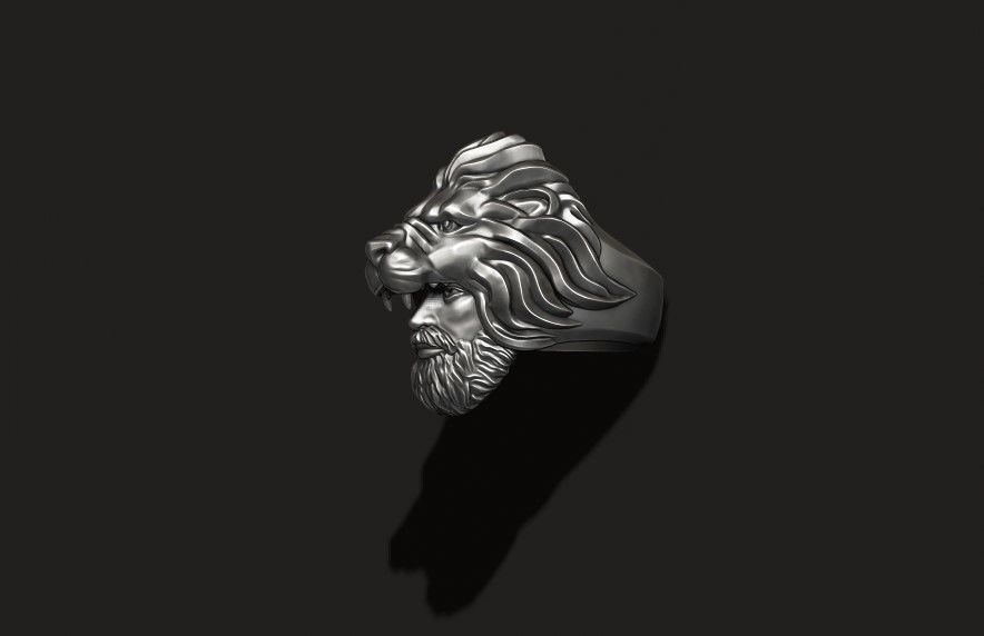 Man Lion ring 3D print model_11