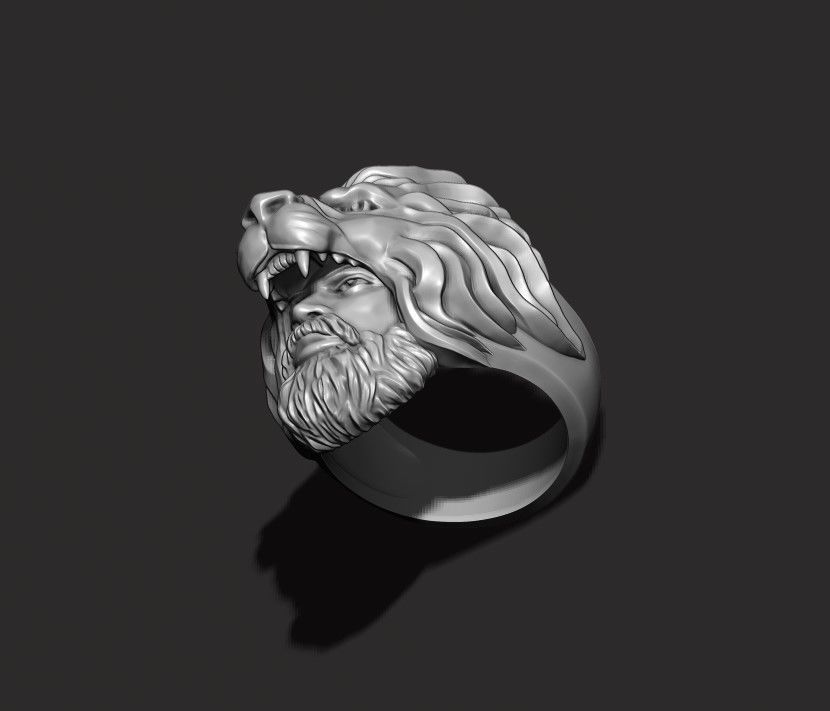Man Lion ring 3D print model_7