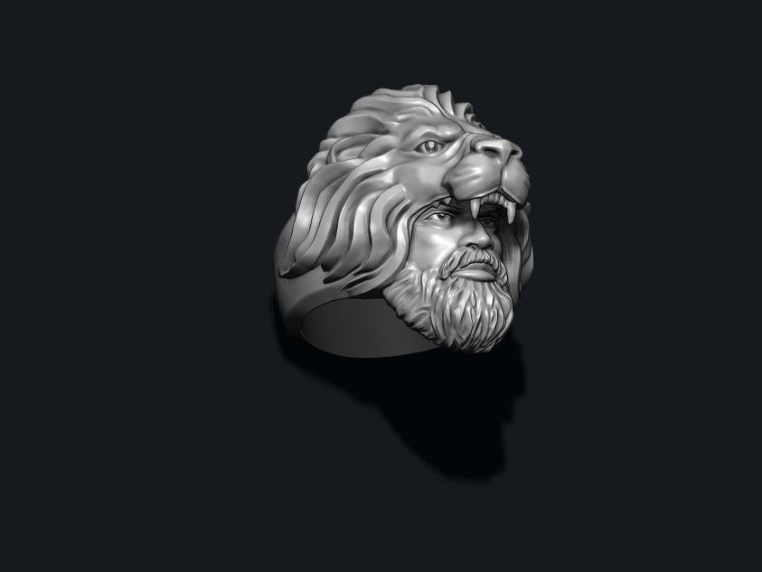 Man Lion ring 3D print model_5