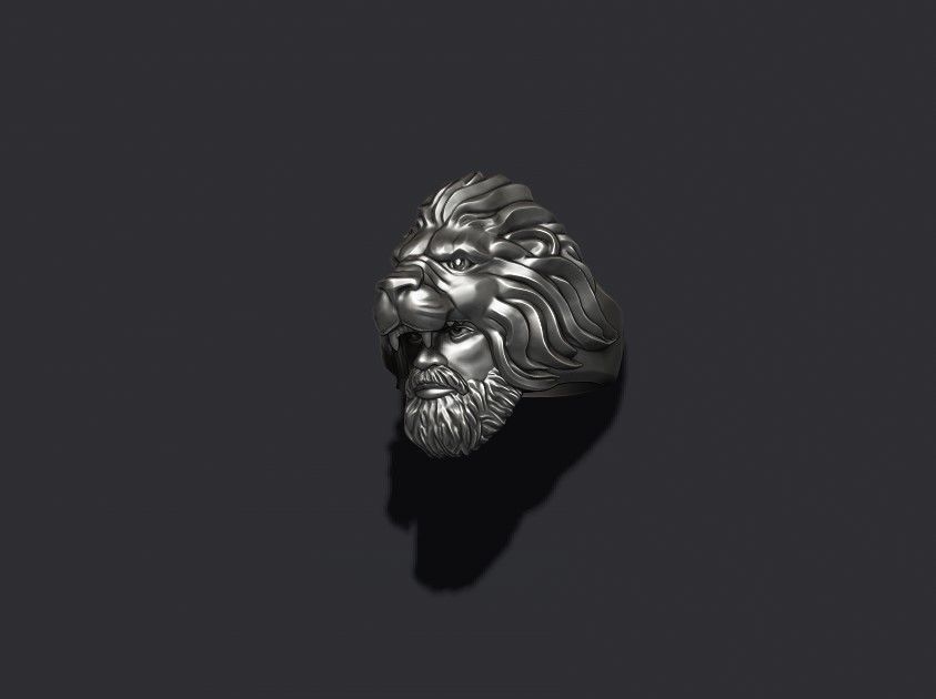 Man Lion ring 3D print model_10