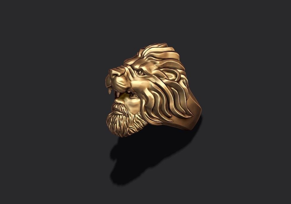 Man Lion ring 3D print model_4