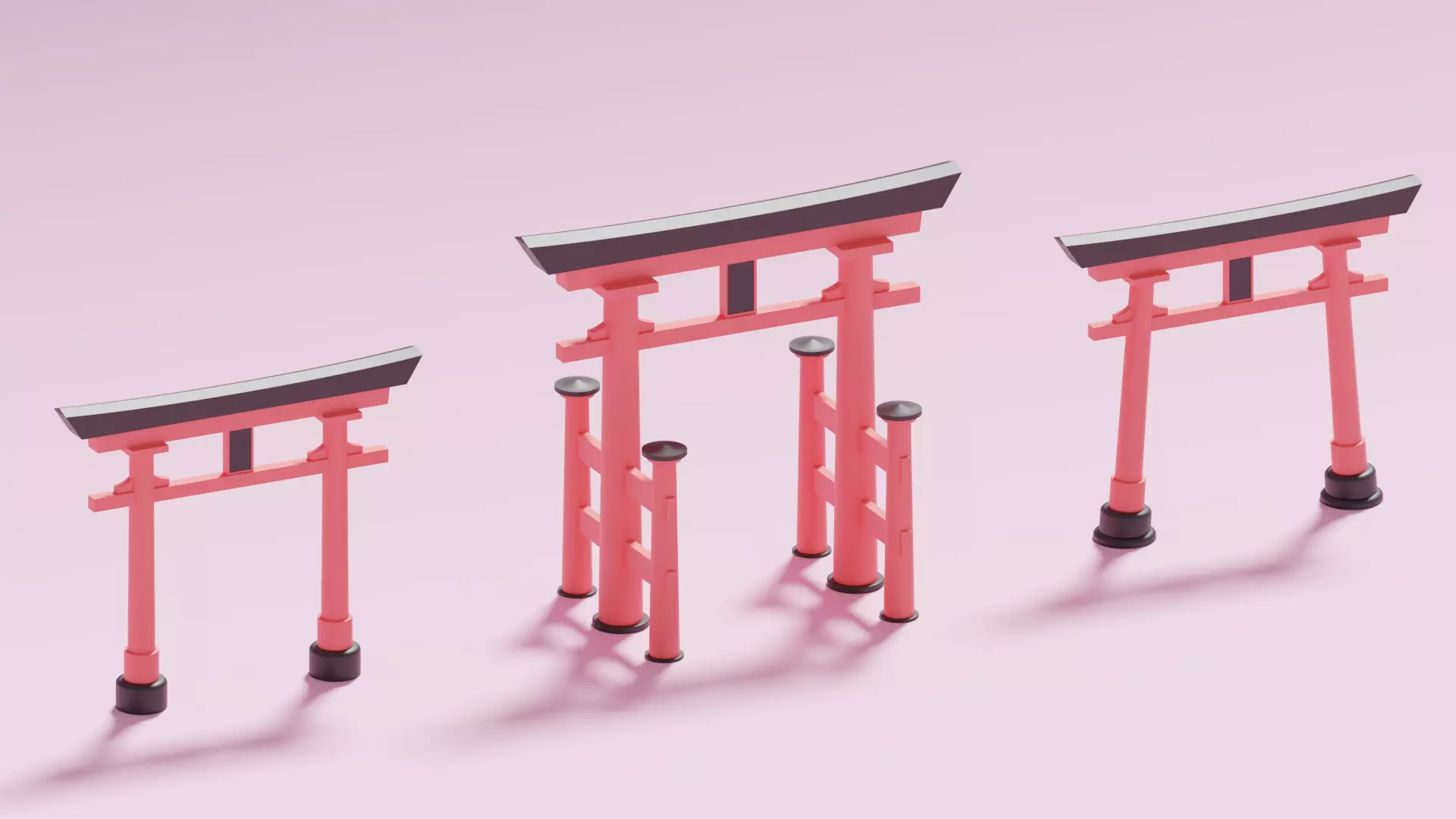 Cartoon Japanese Torii Gate 3D model_0