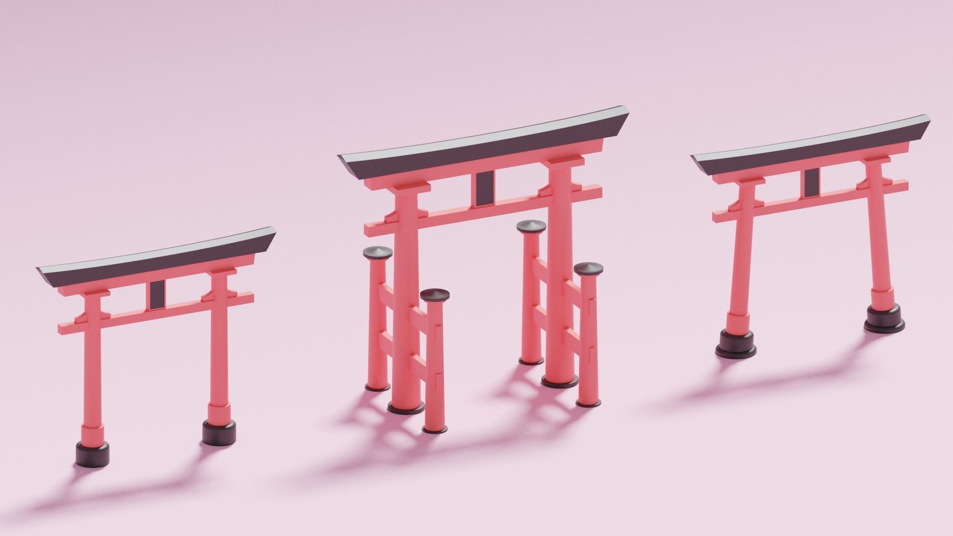 Cartoon Japanese Torii Gate 3D model_3