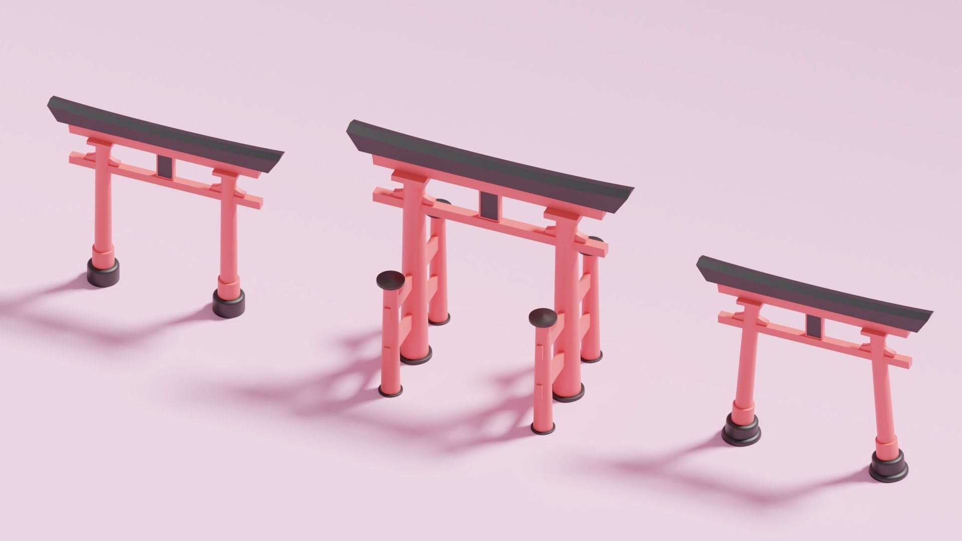 Cartoon Japanese Torii Gate 3D model_8